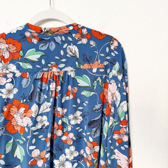 [Anthropologie] Maeve Elan Scarf Print Floral Button Down Tie Front Blouse Sz 10 - Picture 7 of 13